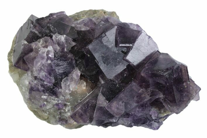 Purple Cubic Fluorite Crystal Cluster on Druzy Quartz - China #364669